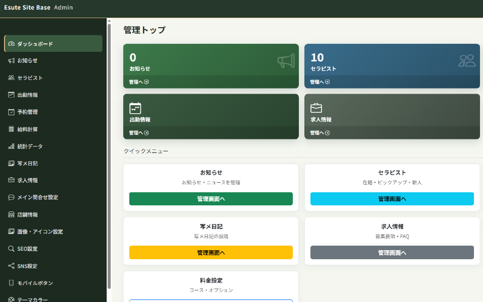 管理トップ（画面イメージ）